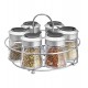 Porta Temperos 6 Potes 50ml Pequenos De Vidro Com Suporte Redondo Aramado Prata